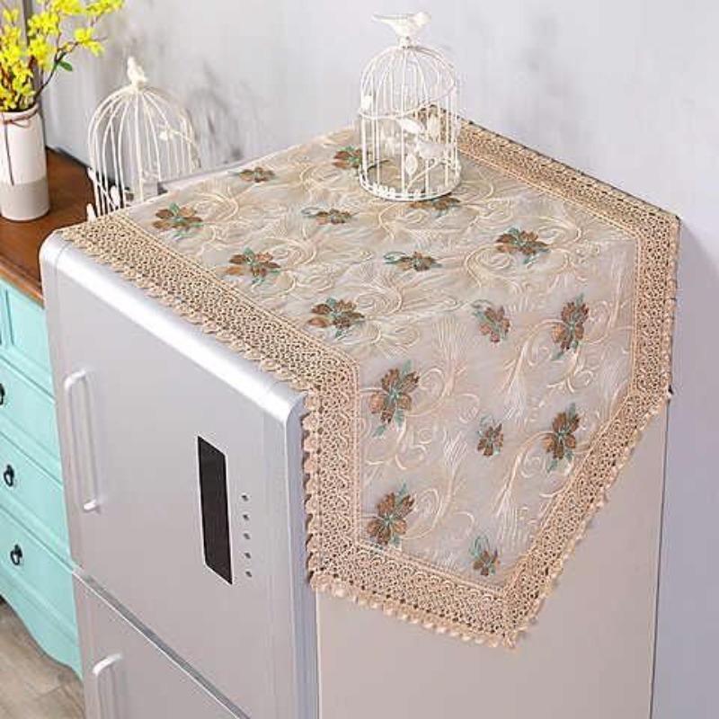 Refrigerator Cover Cloth Single Open and Double Open Doors Washing Machine Cover Refrigerator Dust Cover Lace Oil Proof Cover Cloth Covering