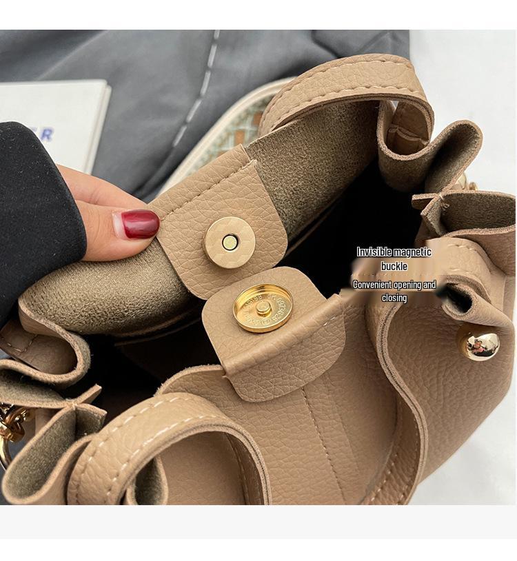 Bolso Bucket Versátil Coreano de Alta Gama, Edición Primavera/Verano 2024: Bolso de Mano para Mujer Bandolera de Hombro Único con Correa Ancha