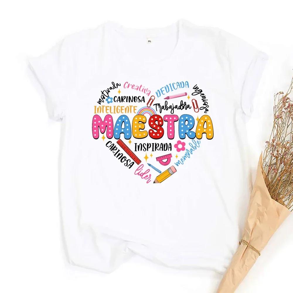 

Maestra Футболка учителя Снова в школу Футболки учителя испанского языка Признательность учителю Женские Снова в школу Футболка Maestra 4XL