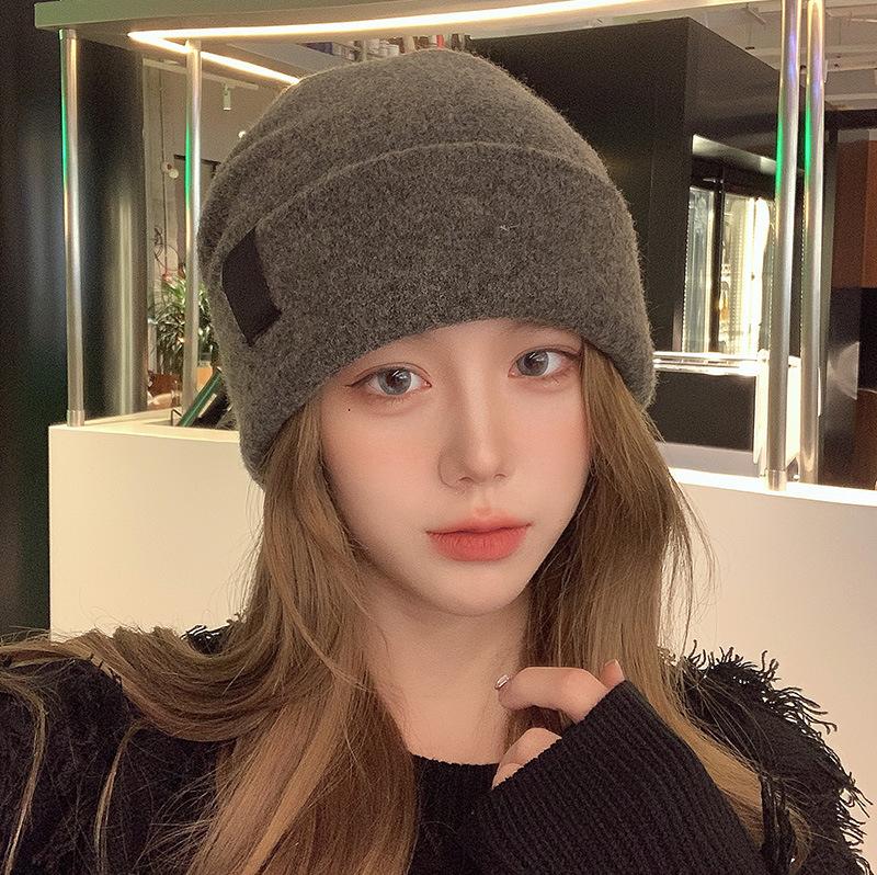 Pile hat women's autumn and winter crimping cold hat retro winter warm knitted hat