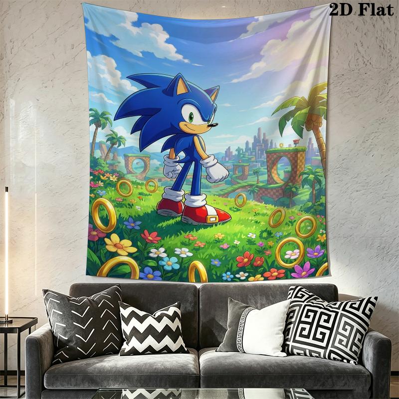 Sonic the Hedgehog Wall Tapestry Aesthetic Wall Hanging Printed Fabric Blanket Decorative Tapestries for Bedroom Living Room Home Decor