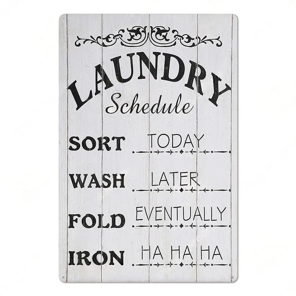 Laundry Vintage Metal Posters Tin Signs Decor Funny Metal Plaque Pin Up Girl Home Wall Art Painting