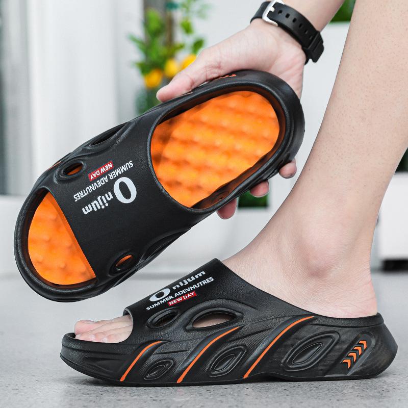 

2025 summer new trendy versatile slippers thick bottom stepping on shit feeling comfortable leisure home bathing non-slip one-word drag 36