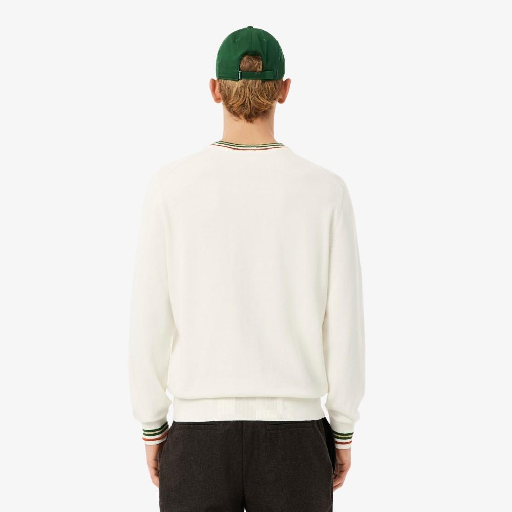 [Lacoste] Men's Tipped Cotton Crewneck Sweater AH5158-55NX0N