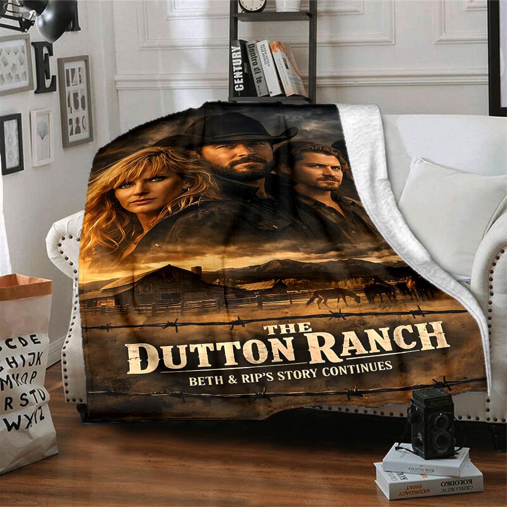 Dutton Ranch Flannel Blanket Super Soft Warm Cozy Blanket for Sofa Bed Office Travel All‑Season Home Decor Gift