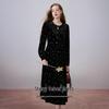 Women's Elegant Embroidered Velvet Midi Dress