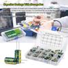225-Piece High-Frequency Aluminum Electrolytic Capacitor Kit, 15 Varieties, 16V-50V Through-Hole, Green.