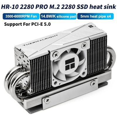 Thermalright HR-10 2280 PRO Solid State Drive 4 AGHP Heatpipes Kühlkörper Radiator M.2 SSD Kühler 3010 4pin PWM Lüfter für PCI-E5.0