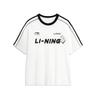 Li Ning Letter Stripe Print Loose Casual Round Neck Short Sleeve T-Shirt Unisex Tops White AHSU657-1(TEAM702-3.4.20)