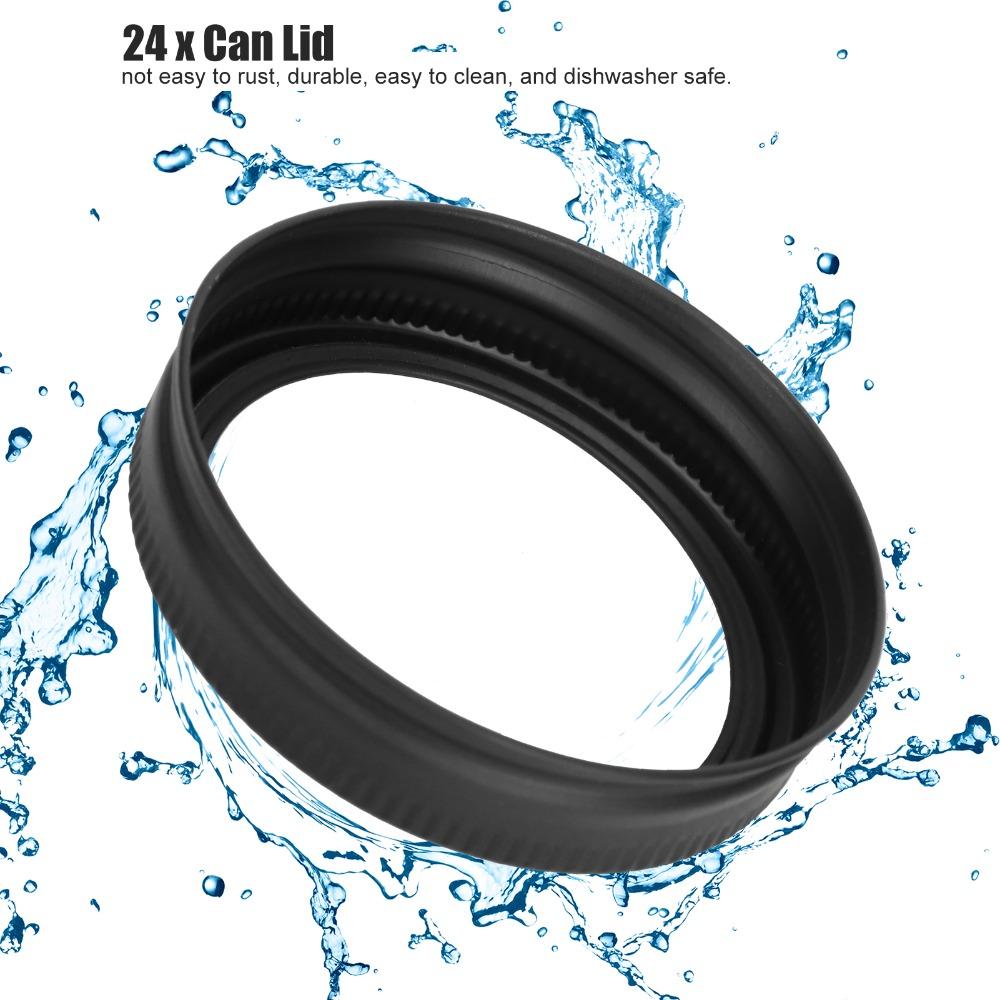 24PCS Matte Black Canning Lids And Rings Iron Material Widemouthed Split Cover  Kitchen Pantry