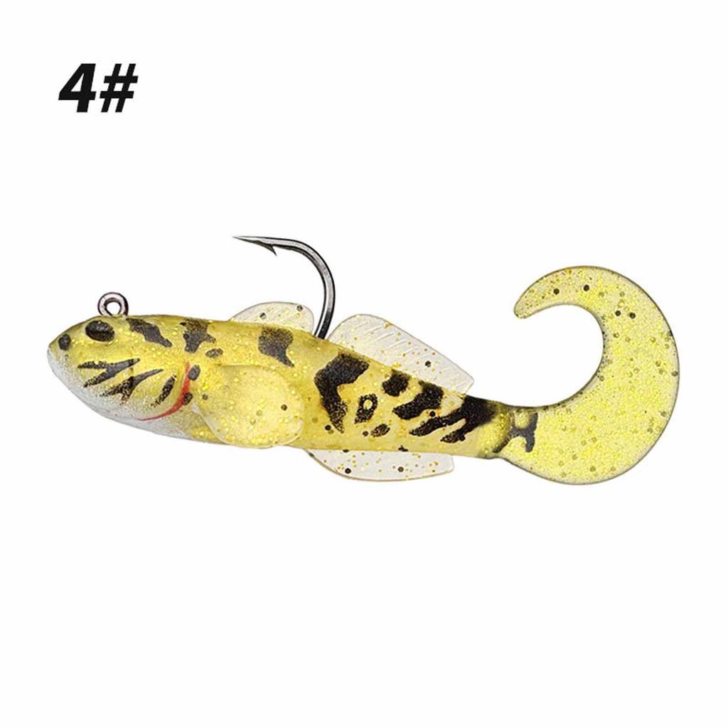 Barbless Single Hook Soft Fishing , Fish Tail Imitation for Bass & Fishing