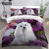 Cute Maltese Dog Duvet Cover Set Pet Dogs Theme Bedding Set Microfiber Kawaii Animal Comforter Cover Twin King For Kids Teens