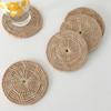 Ins Style Hand-woven Tea Coaster Rattan Insulation Pad Simple Creative Cup Holder Circular Flower Shape Household Parts