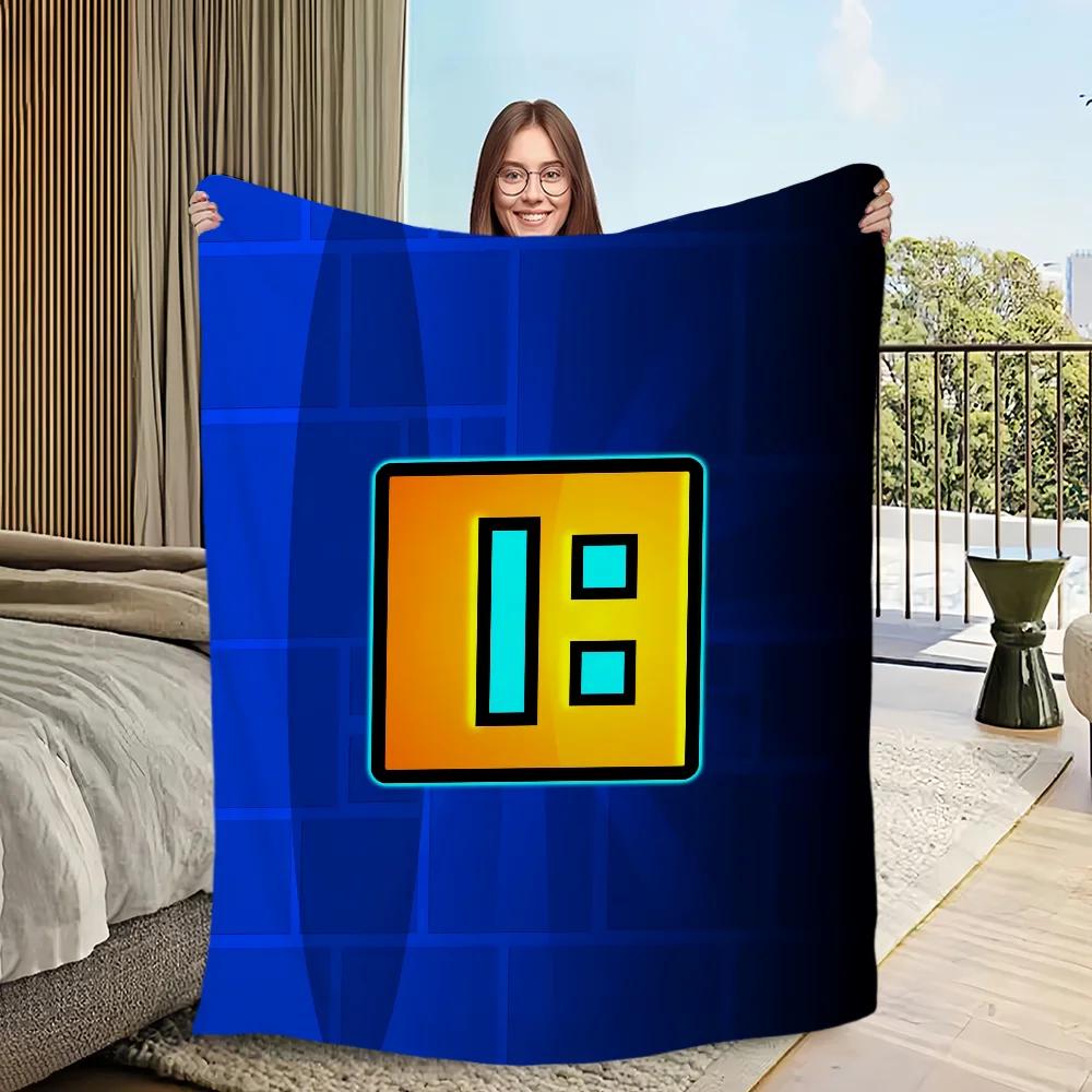 Game Interesting Geometry Dash Lite Blanket Blanket for Couch Sofa Travel Home Hiking Picni Bed Beding Flannel Blanket gift