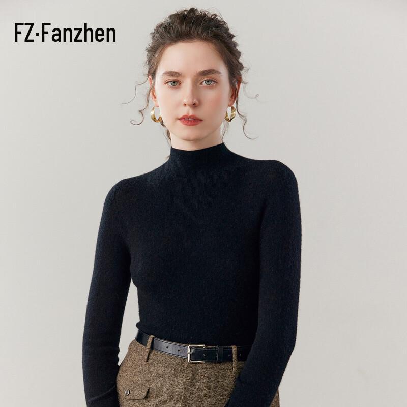 Fanzhen Women's Cashmere Half-High Collar Slim Fit Sweater