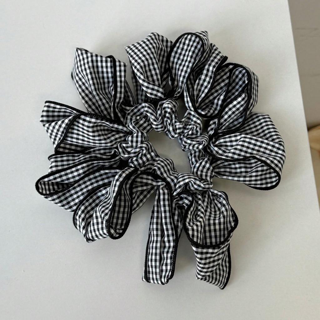 Korean Sweet Plaid Large Intestine Hair Band New Temperament French Low Ponytail Hair Tie Headrope Hair Accessories Women