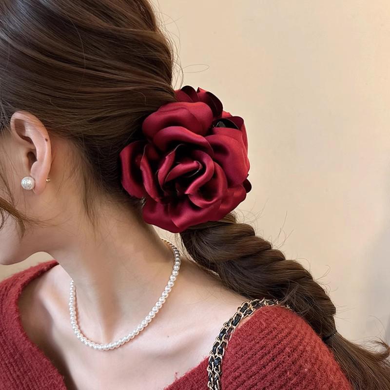 Elegant Rose Flower Claw Clip For Women Girls Hair Accessory Versatile Sweet Hair Claw Exquisite Shark Clip Gifts