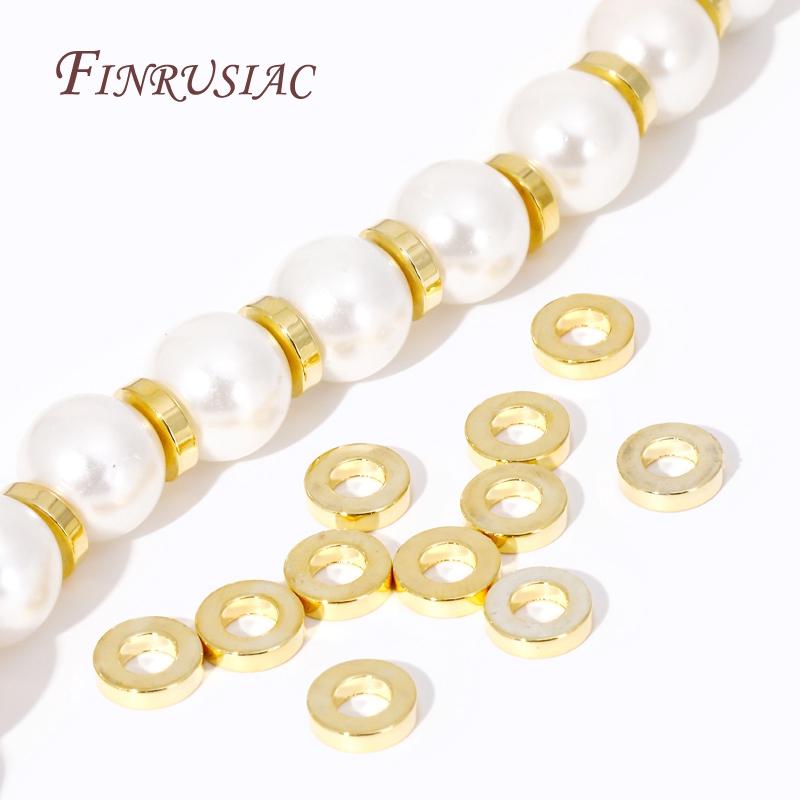 6MM Smooth Flat Round Beads 18K Gold Plated Bracelet Spacer For Bracelet Necklace,DIY Jewelry Making Findings