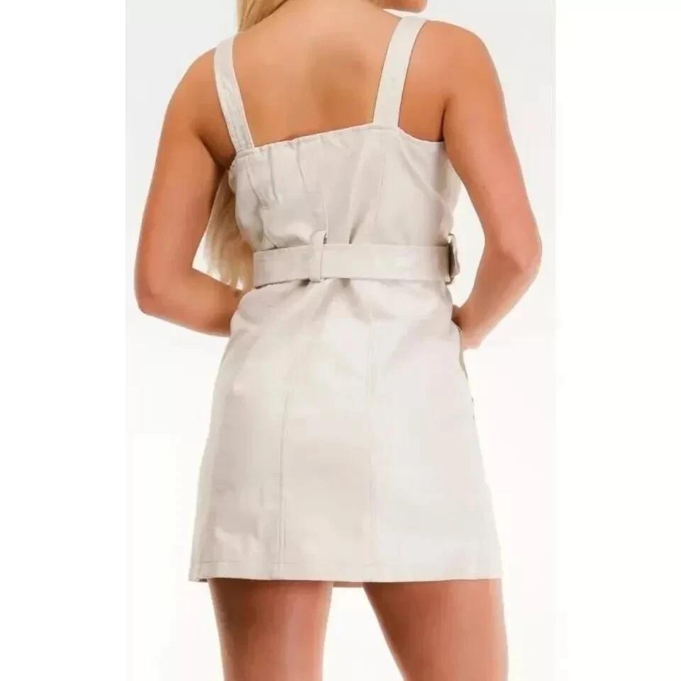 New Women's Zip Short Dress Real Genuine Soft Lambskin Handmade Leather Style Slim Trendy