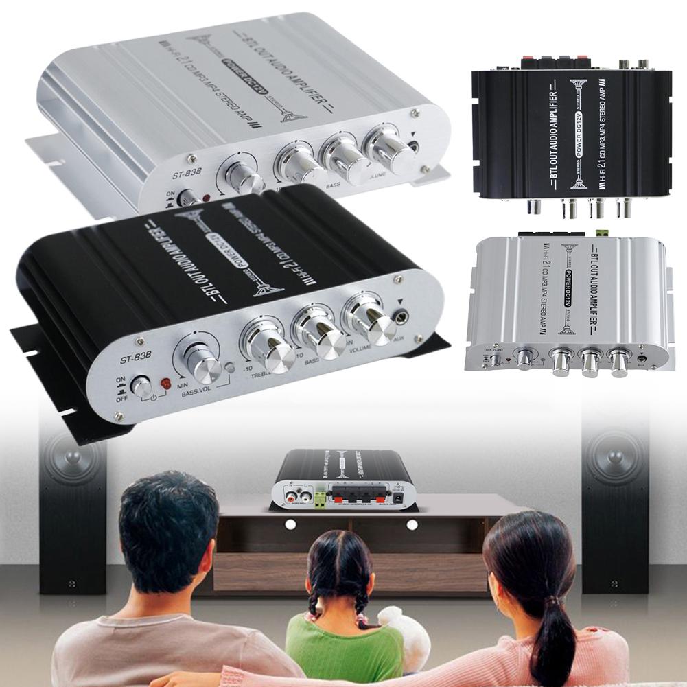 2.1 Channel HiFi Audio Amplifier with Subwoofer Output Stereo Bass Sound Amplifier 20Wx2+40W 12V for Home Car Meeting Theater