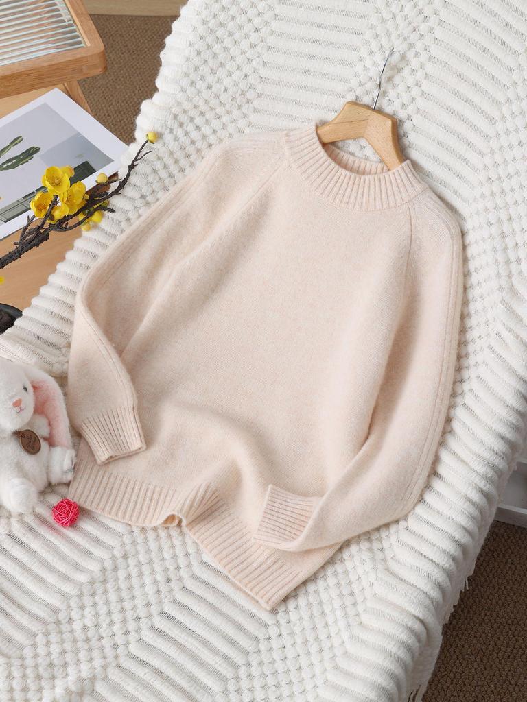 100% Pure Wool Kids' Thick Pullover Sweater - Warm Woolen Base Shirt for Boys & Girls