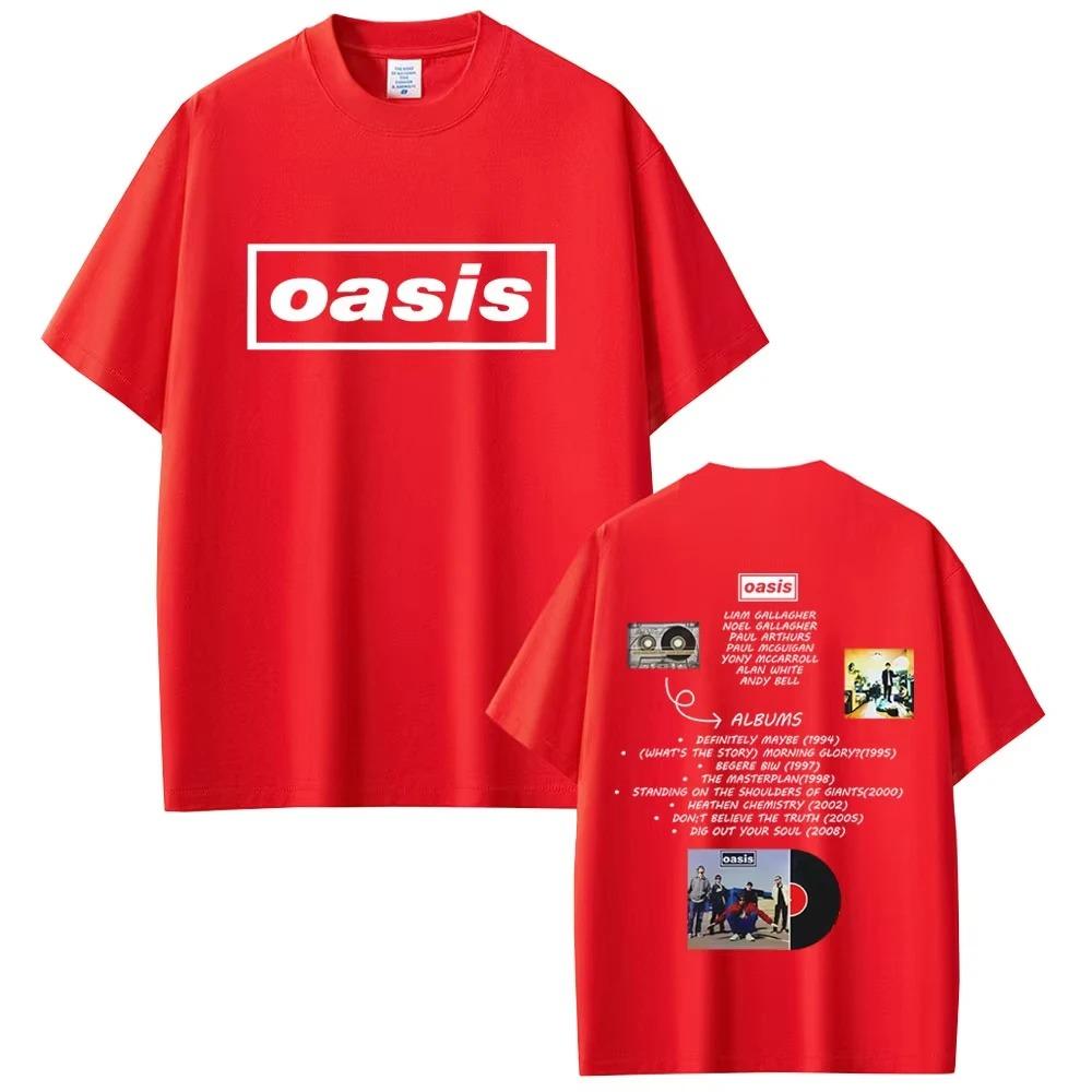 2026 O-Oasis T Shirt British Rock Band T Shirts Men's Women Casual Oversized T-shirt Men's Women High Quality Cotton Short Sleeve T-shirts