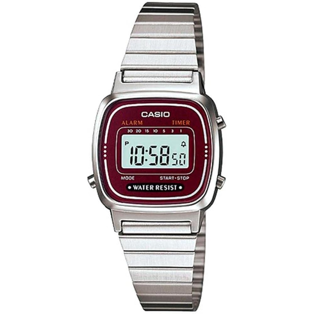 CASIO Casio LA-670WA-4 LA670WA-4 Standard Digital Silver Wine Red Ladies Watch Wristwatch [Parall...