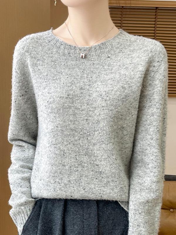 Women's 100% Pure Wool Polka Dot Sweater, Round Neck, Double Strand, Seven Stitches, Spring/Autumn.