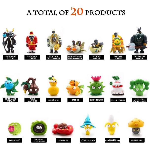Maikerry 20 Piece PVZ Figure Toys Set, Mini PVC Giant Zombies Toys, Great Gifts for Kids and Fans,Birthday and Party