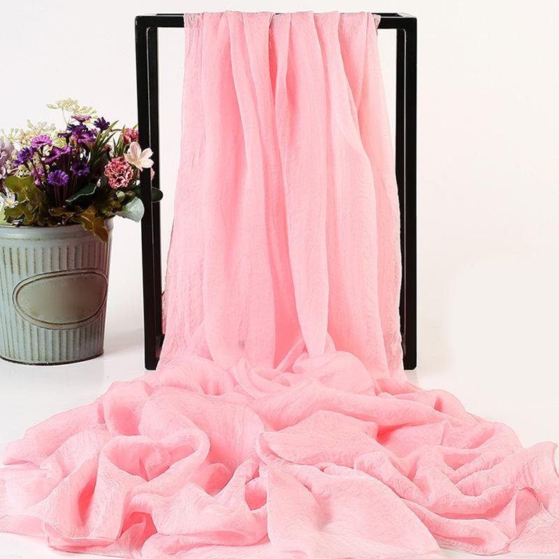 Women Translucent Scarf Chiffon Wild 170*70cm Solid Color Simulation Silk  Shawl Sunscreen