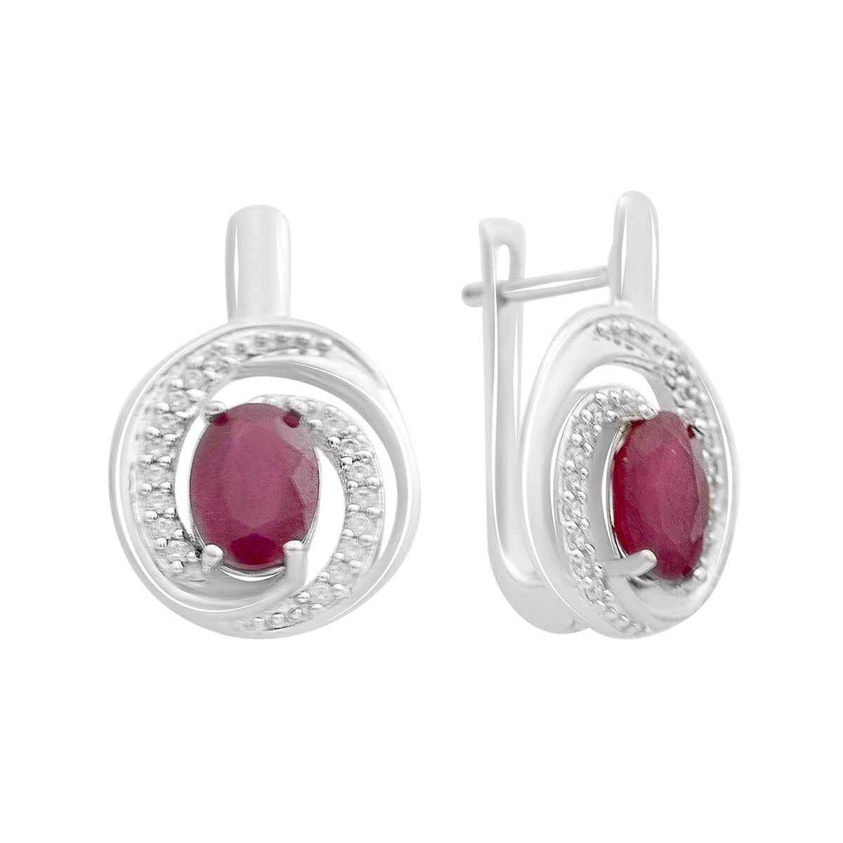 

Серебряные серьги с натуральным рубином 4.124ct, фианитами (2165255) rubine червоний колір