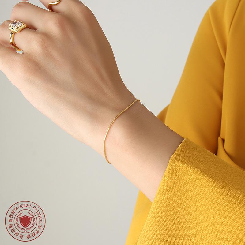Minimalist Women's 18K Gold-Plated Titanium Snake Chain Bracelet