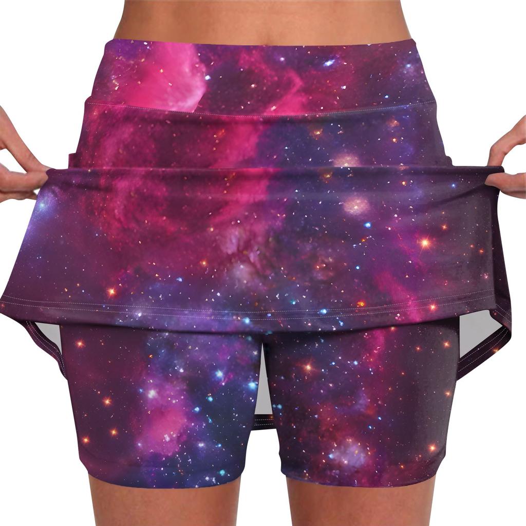 Kadınlar için elastik Yoga Pantolon-Etekler Baskı Atletik Şort Hafif Yüksek Bel Sıska Katı Joggers
