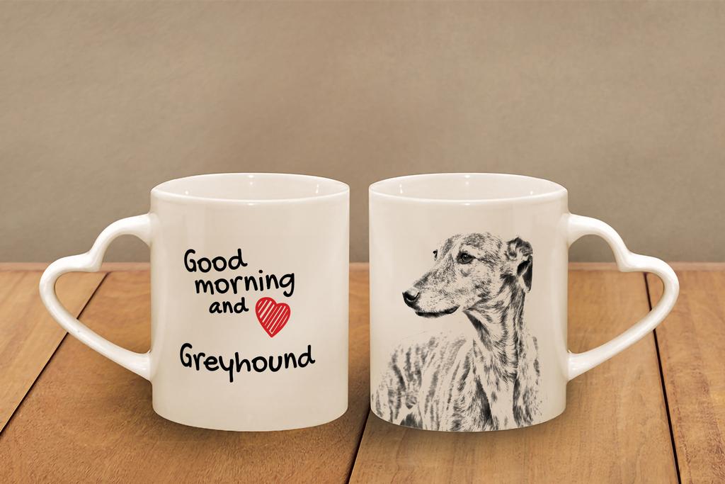 Greyhound, English Greyhound - Cup with a Dog, Adorable Cup with a Heart-shaped Handle, Universal Gift from the Art-Dog Brand