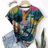 T-shirt da donna estiva a girocollo a maniche corte con motivo astratto stampato in 3D, artistica, leggera, casual e alla moda