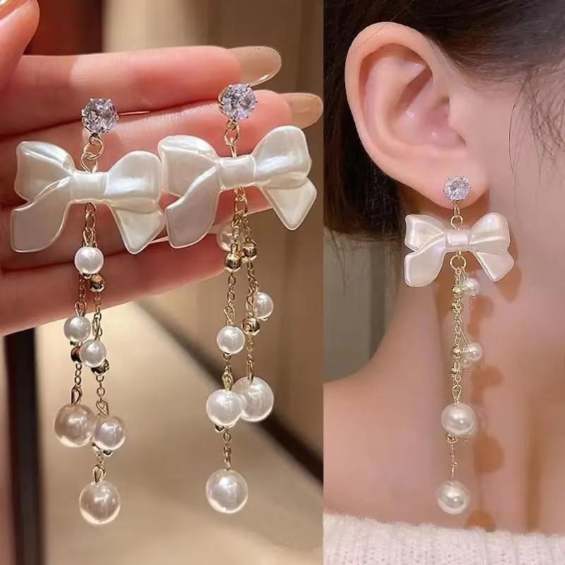 925 Silver Needle Green Red Butterfly Long Tassel Earrings For Women Jewelry Trending Korean Fashion Crystal Drop Earrings