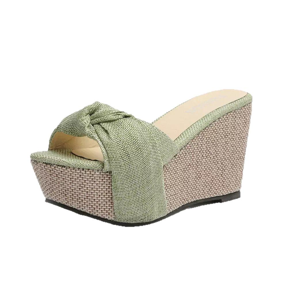 Moda zeppa inclinata bocca di pesce pantofole fresche da donna estate taglia grande fascia singola scarpe da donna