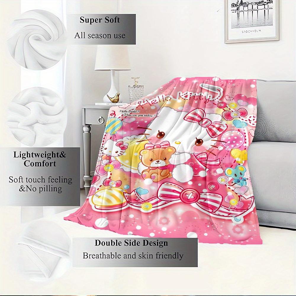 1pc Hello Kitty Plush Home Decor Blanket - Seasonal Universal Comfortable Washable Gift for All Ages, Suitable for All Families, Available I