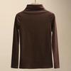 Half High Collar Long Sleeves Slim Fit Bottoming Blouse Autumn Winter Thickened Fleece Lined Pure Color Thermal Top Daily Clothing