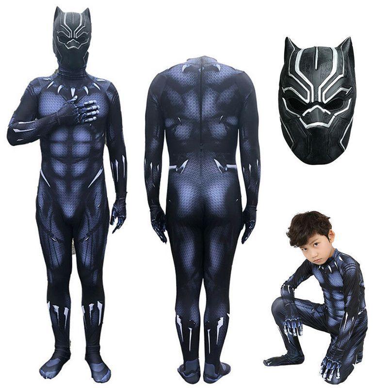 Black Panther Movie Costume Superhero Cosplay Adult Kids Zentai Suit Jumpsuit