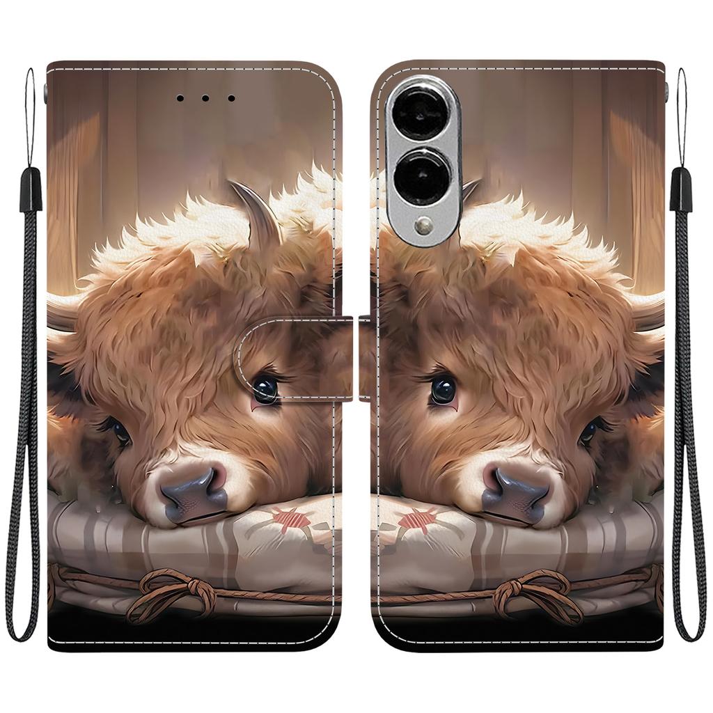 For Samsung Galaxy S25 Edge Leather Case Stand Wallet Pattern Printing Phone Cover with Wrist Strap