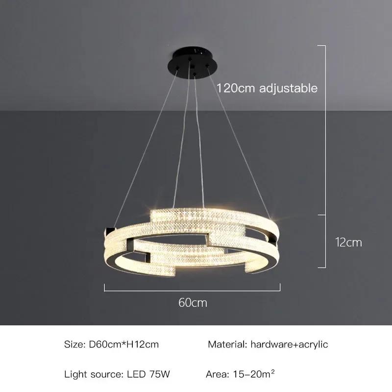 Modern Light Luxury Living Room LED Chandelier Bedroom Dining Room Crystal Light Geometric Design Home Decoration Chandelier