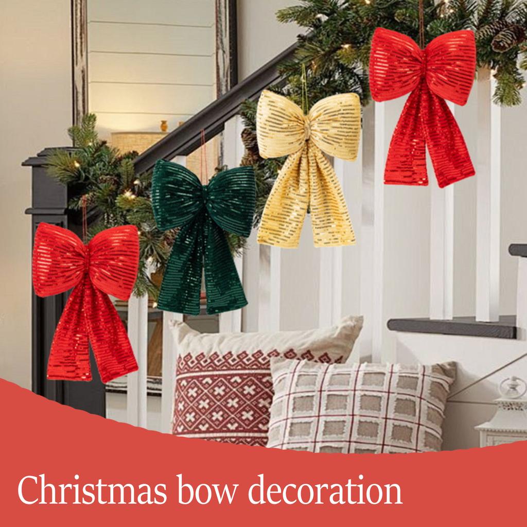 Christmas Decorations High-end Gold Velvet Bow Christmas Flocking Bow Large Red