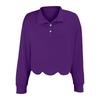 Women's Fashion Color Long Sleeve Collared Pullover Sweatshirt Casual Loose Fit Top