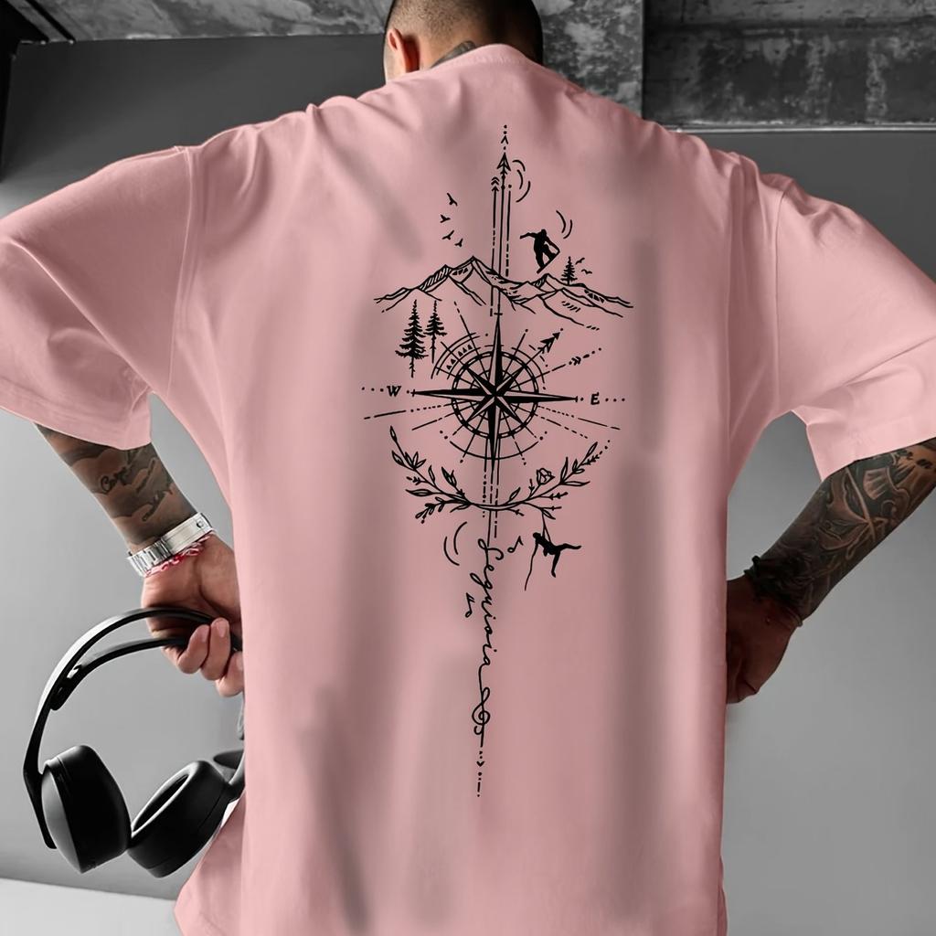 Summer Mens Tshirt in Dark Gothic Style Featuring Thorns Cross Angel Wings Trendy Hiphop Streetwear Short Sleeve