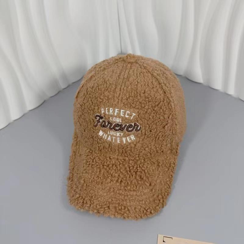 Cozy Plush Embroidered Letter Baseball Cap for Women - Warm, Versatile Winter Hat In Black
