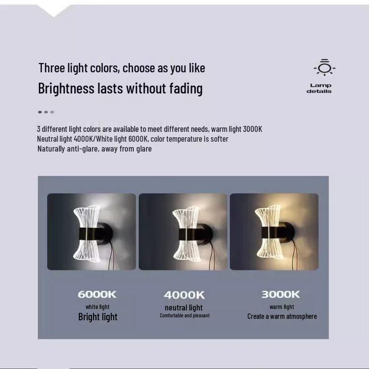 Nordic LED Acrylic Bedside Lamp for Bedroom, Living Room, or Hallway - Slim Waist Design