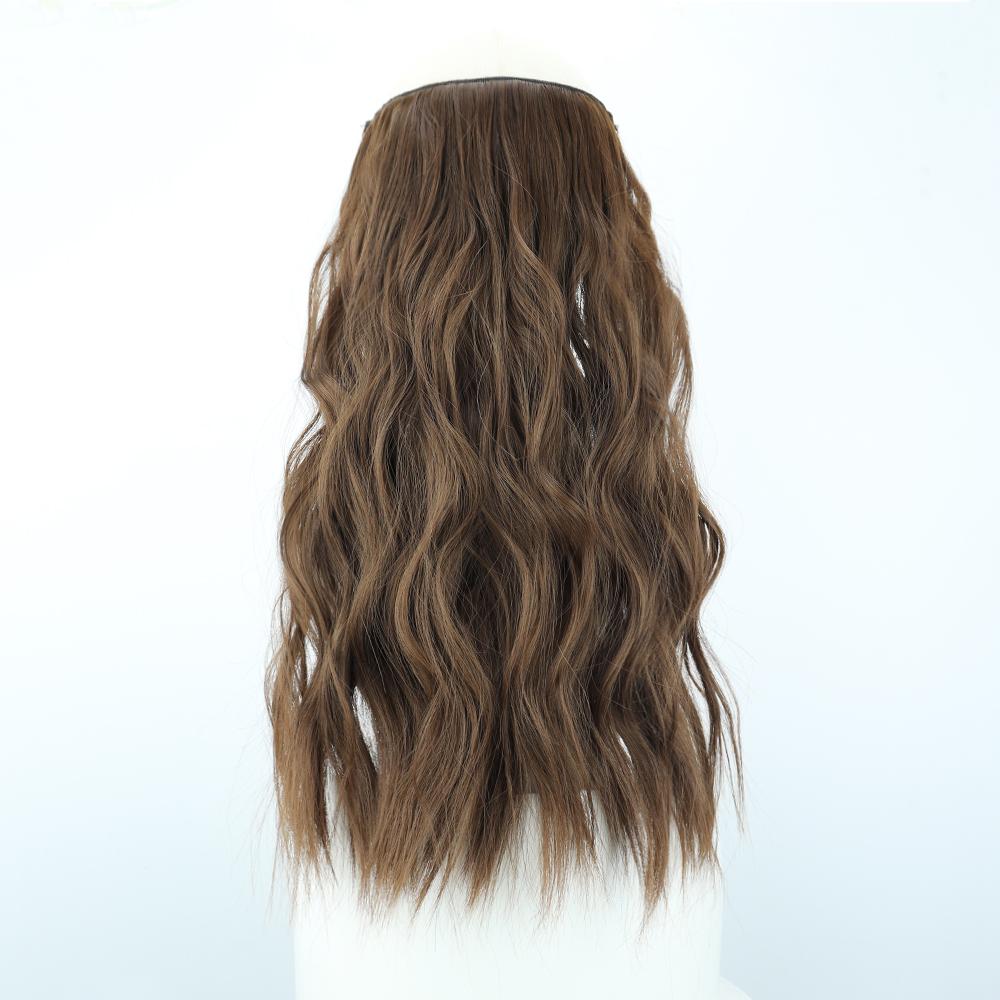 

MISSQUEEN Чистые коричневые длинные волнистые наращивание волос Синтетическое волокно Натуральная невидимая проволока и зажимы Шиньон для повседневной носки 55 cm