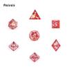 7 Pcs Red Resin White Number Sharp Edge Dice Polyhedral Dice Suitable For Role-Playing Dice PropBoard Game