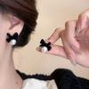 Silbernadel Glasperle Unregelmäßig Gefaltete Geometrische Ohrringe Schwarz Temperament Premium Ohrstecker Leichter Luxus Vielseitige Ohrringe